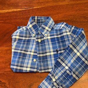 Ralph Lauren Kids Blue and White Plaid Shirt